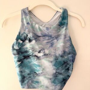 Athleta Conscious Crop A-C Printed Bra In Solarize Chrome Blue